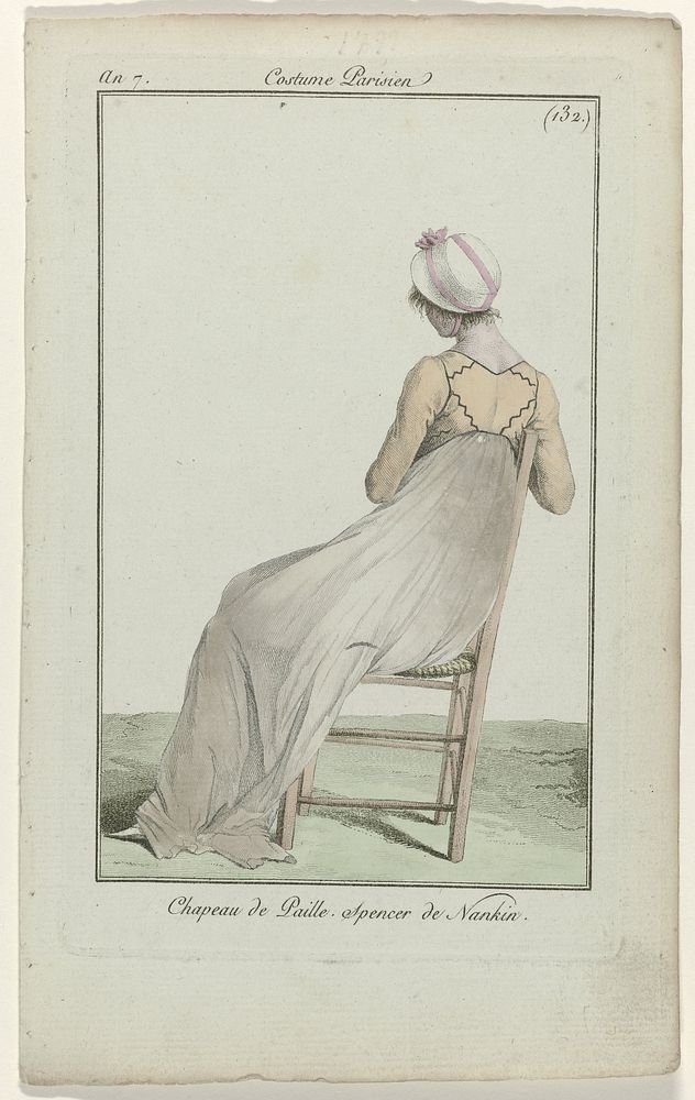 Journal des Dames et des Modes, Costume Parisien, 1799, An 7 (132) : Chapeau de Paill (...) (1799) by anonymous and Pierre…