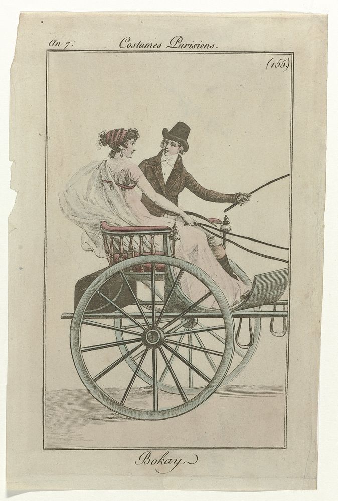 Journal des Dames et des Modes, Costume Parisien, 1799, An 7 (155) : Bokay (1799) by anonymous and Pierre de la Mésangère