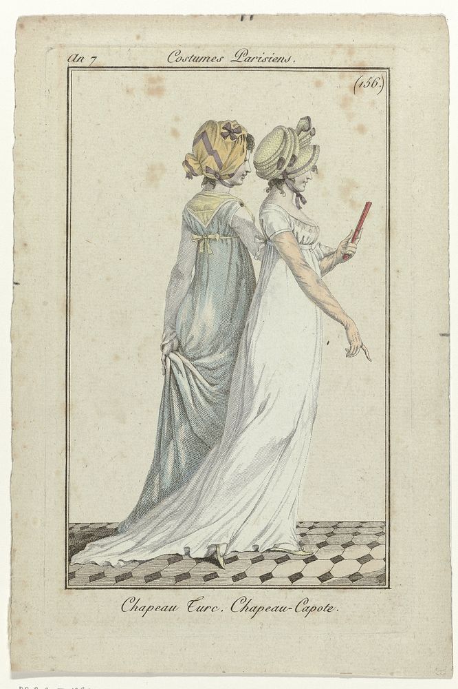 Journal des Dames et des Modes, Costume Parisien, 6 septembre 1799, An 7 (156) : Chapeau Turc (...) (1799) by anonymous and…
