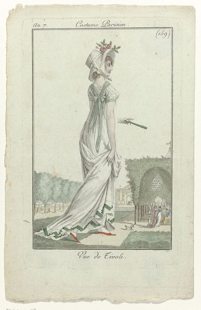 Journal des Dames et des Modes, Costume Parisien, 22 septembre 1799, An 7 (159) : Vue de Tivoli (1799) by anonymous and…