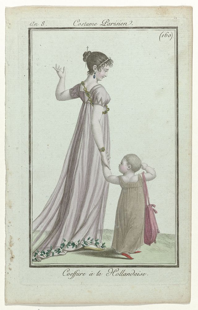 Journal des Dames et des Modes, Costume Parisien, 27 septembre 1799, An 8 (160) : Coeffure à la Hollandaise (1799) by…