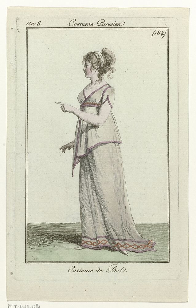 Journal des Dames et des Modes, Costume Parisien, 5 janvier 1800, An 8 (184) : Costume de Bal (1800) by Pierre Charles…