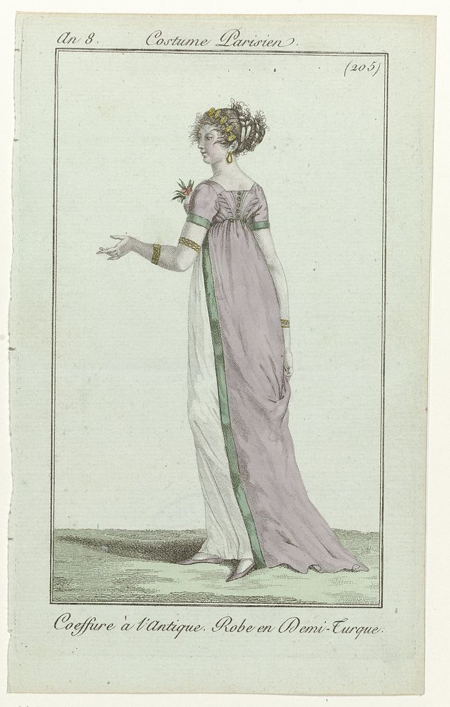 Journal des Dames et des Modes, Costume Parisien, 5 avril 1800, An 8, (205) : Coeffure à l'Antiqu (...) (1800) by anonymous…