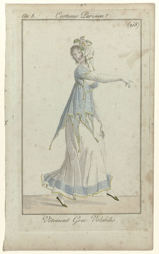 Journal des Dames et des Modes, Costume Parisien, 25 mai 1800, An 8 (218) : Vêtement Grec. Volubilis (1800) by anonymous and…