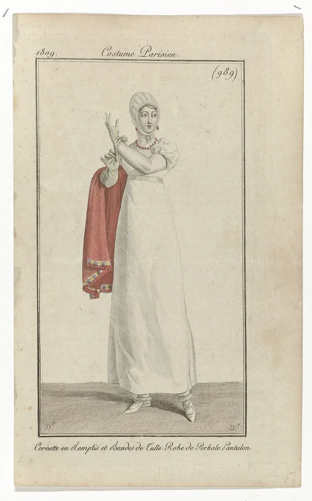 Journal des Dames et des Modes, Costume Parisien, 15 juillet 1809, (989): Cornette en remplis (...) (1809) by Pierre Charles…