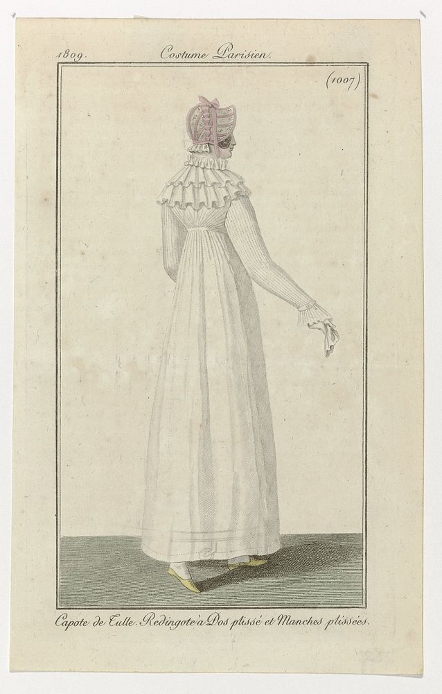 Journal des Dames et des Modes, Costume Parisien, 30 septembre 1809, (1007): Capote de Tull (...) (1809) by anonymous and…