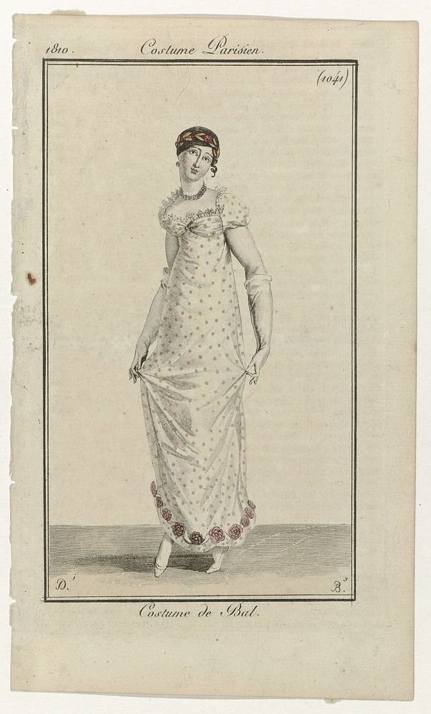 Journal des Dames et des Modes, Costume Parisien, 25 février 1810, (1041): Costume de Bal. (1810) by Pierre Charles Baquoy…