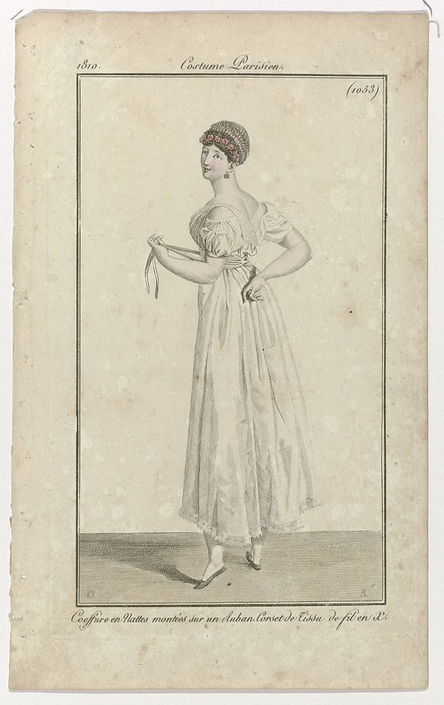 Journal des Dames et des Modes, Costume Parisien, 15 avril 1810, (1053): Coeffure en nattes (...) (1810) by Pierre Charles…