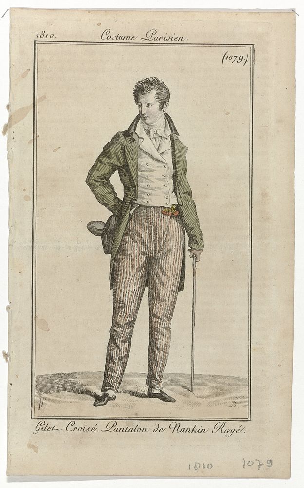 Journal des Dames et des Modes, Costume Parisien, 10 août 1810, (1079): Gilet croisé (...) (1810) by Pierre Charles Baquoy…