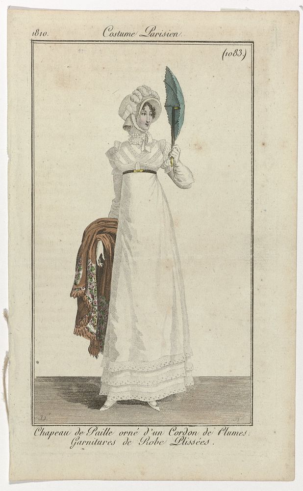 Journal des Dames et des Modes, Costume Parisien, 25 août 1810, (1083): Chapeau de paill (...) (1810) by Pierre Charles…