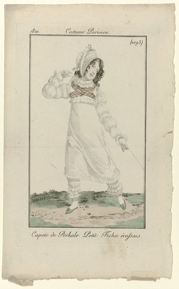 Journal des Dames et des Modes, Costume Parisien, 15 octobre 1810, (1095): Capote de Perkal (...) (1810) by anonymous and…