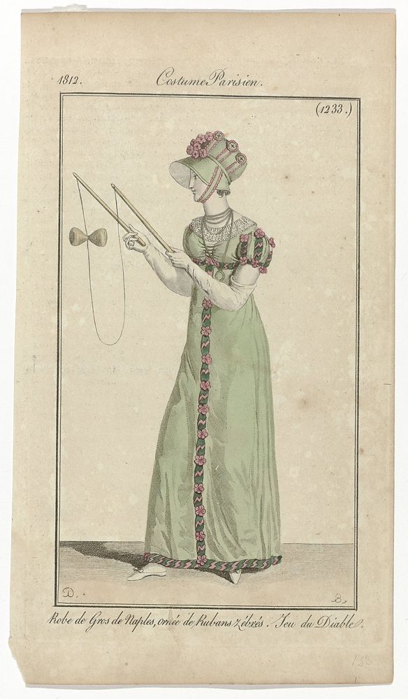 Journal des Dames et des Modes, Costume Parisien, 10 juin 1812, (1233): Robe de Gros de Naples (...) (1812) by Pierre…