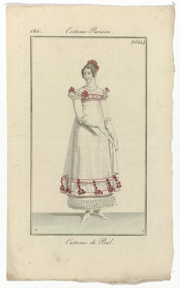 Journal des Dames et des Modes, Costume Parisien, 20 février 1816, (1544): Costume de Bal. (1816) by Pierre Charles Baquoy…