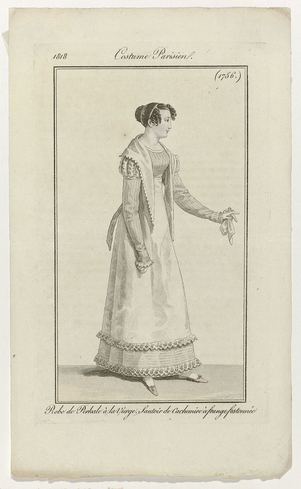 Journal des Dames et des Modes, Costume Parisien, 31 août 1818, (1756): Robe de Perkal (...) (1818) by anonymous and Pierre…