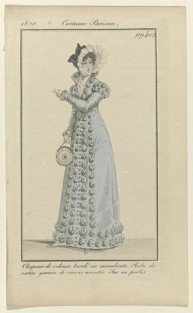 Journal des Dames et des Modes, Costume Parisien, 10 novembre 1820, (1940): Chapeau de velours (...) (1820) by anonymous and…