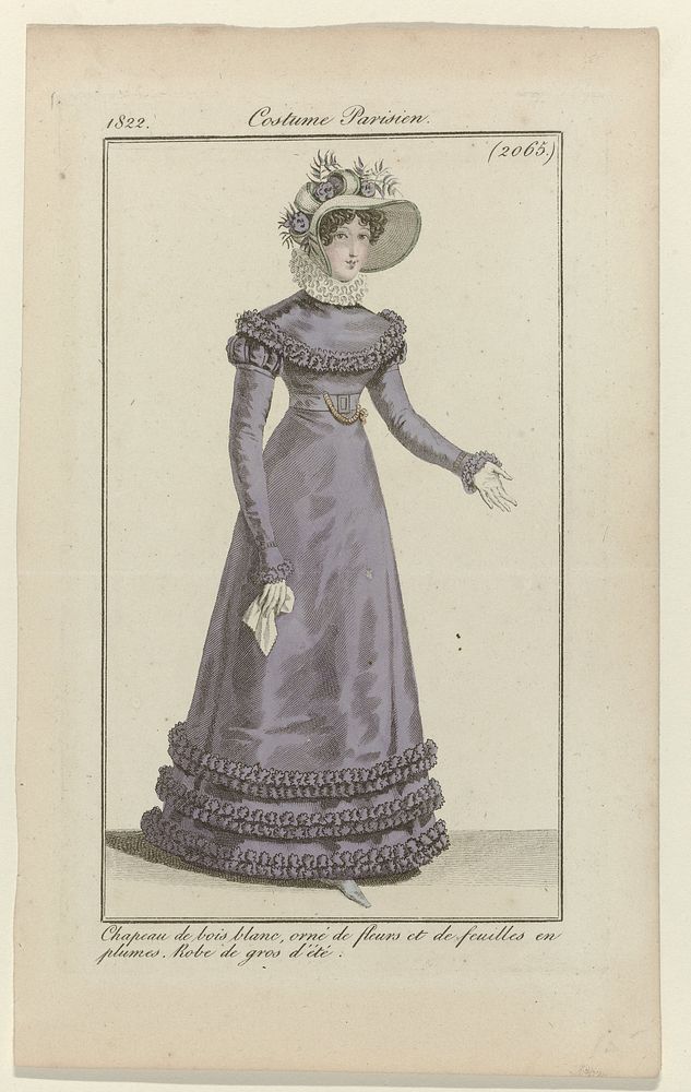 Journal des Dames et des Modes, Costume Parisien, 5 mai 1822, (2065): Chapeau de bois blanc (...) (1822) by anonymous and…