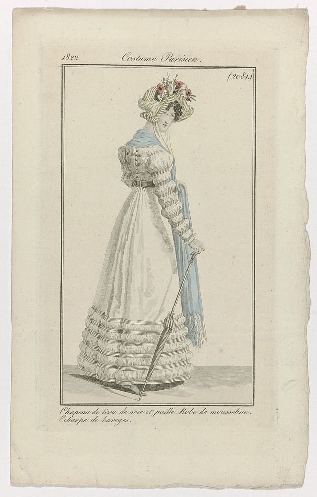 Journal des Dames et des Modes, Costume Parisien, 15 juillet 1822, (2081): Chapeau de tissu de soi (...) (1822) by anonymous…