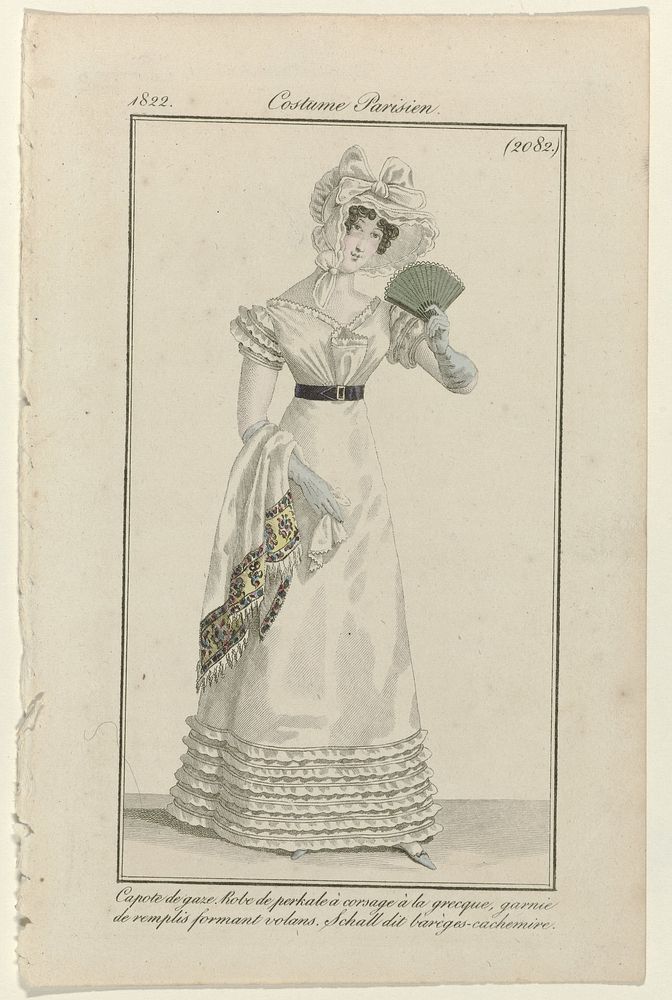 Journal des Dames et des Modes, Costume Parisien, 15 juillet 1822, (2082): Chapeau de gaz (...) (1822) by anonymous and…