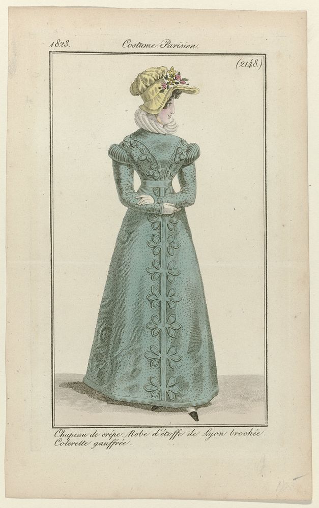 Journal des Dames et des Modes, Costume Parisien, 30 avril 1823, (2148): Chapeau de crêp (...) (1823) by anonymous and…