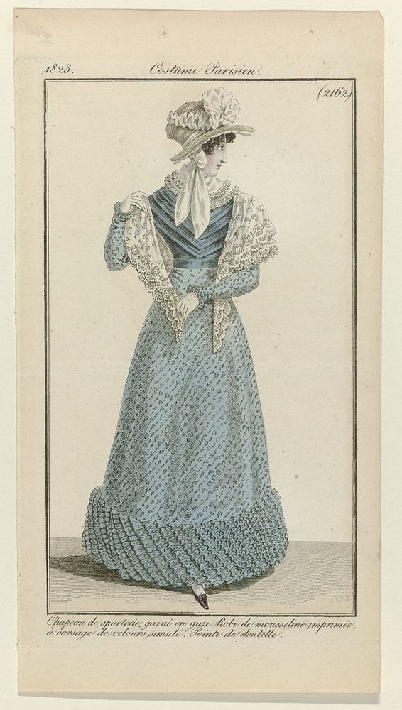 Journal des Dames et des Modes, Costume Parisien, 30 juin 1823, (2162): Chapeau de sparteri (...) (1823) by anonymous and…