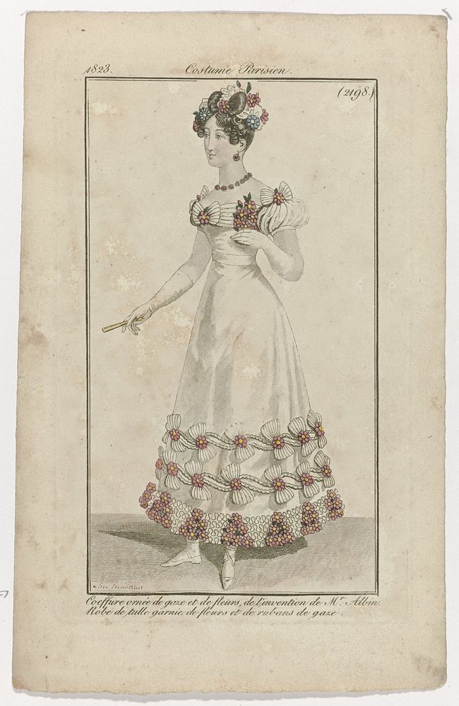 Journal des Dames et des Modes, Costume Parisien, 5 décembre 1823, (2198): Coeffure ornée de gaz (...) (1823) by anonymous…