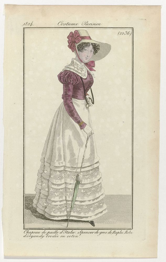 Journal des Dames et des Modes, Costume Parisien, 15 mai 1824, (2236): Chapeau de paille d'Itali (...) (1824) by anonymous…
