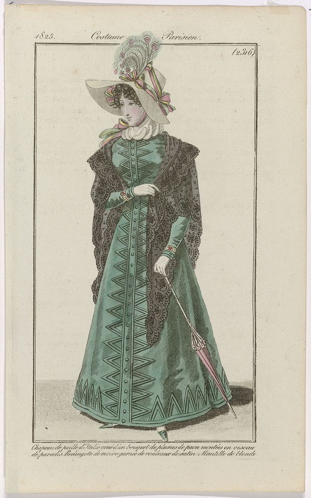 Journal des Dames et des Modes, Costume Parisien', 30 avril 1825, (2316): Chapeau de paille d'Itali (...) (1825) by…