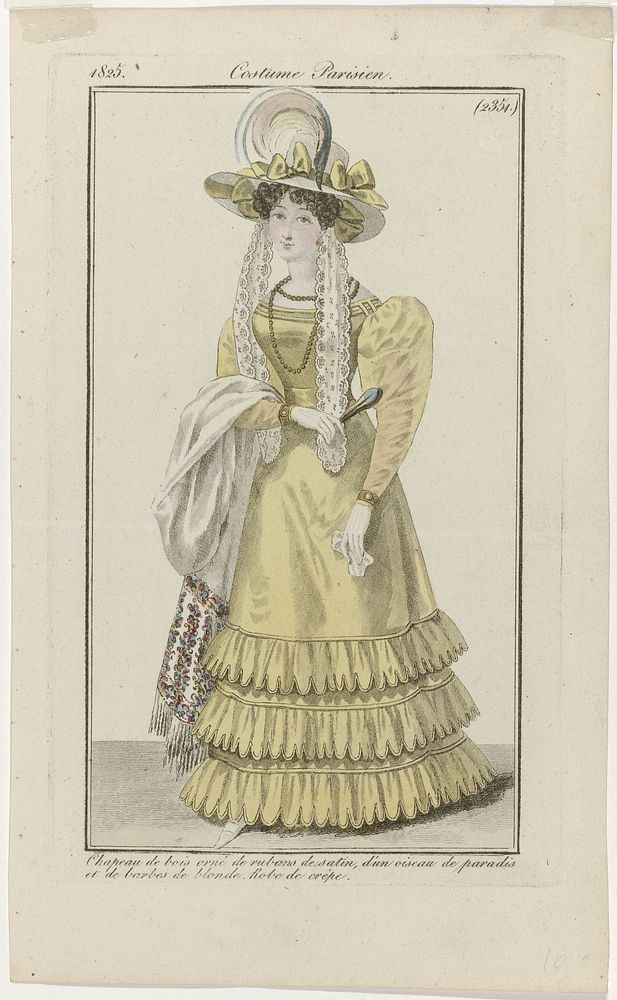 Journal des Dames et des Modes, Costume Parisien, 30 septembre 1825, (2351): Chapeau de bois (...) (1825) by anonymous and…