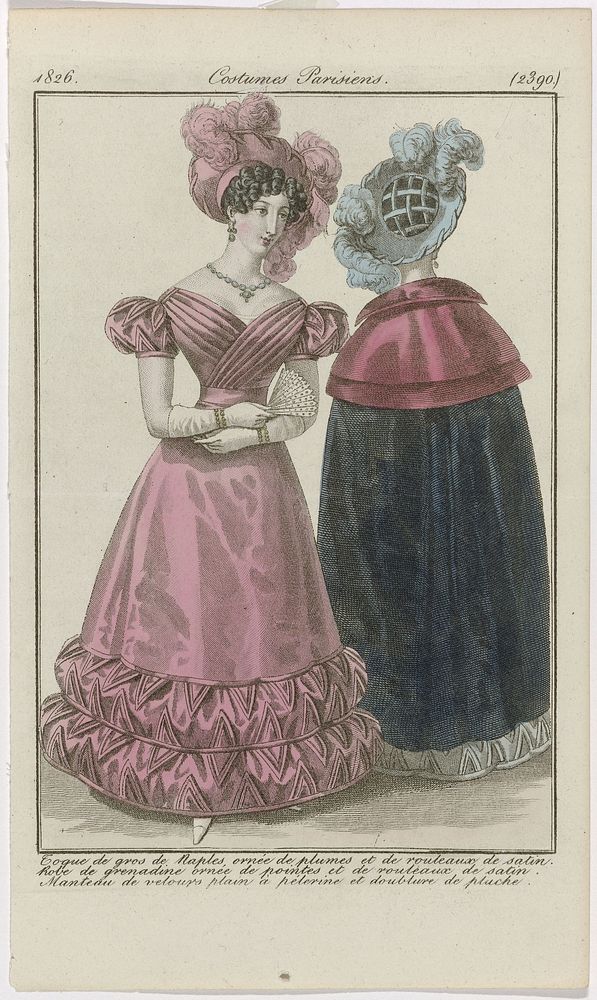 Journal des Dames et des Modes, Costumes Parisiens, 10 mars 1826, (2390): Toque de gros de Naples (...) (1826) by anonymous…