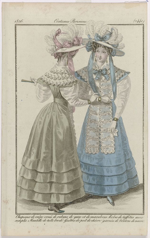 Journal des Dames et des Modes, Costumes Parisiens, 25 septembre 1826, (2441): Chapeaux de crêp (...) (1826) by anonymous…