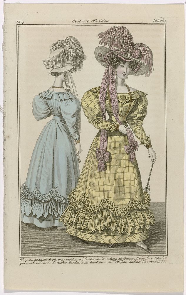 Journal des Dames et des Modes, Costume Parisien, 5 juin 1827, (2508): Chapeaux de paill (...) (1827) by anonymous and…