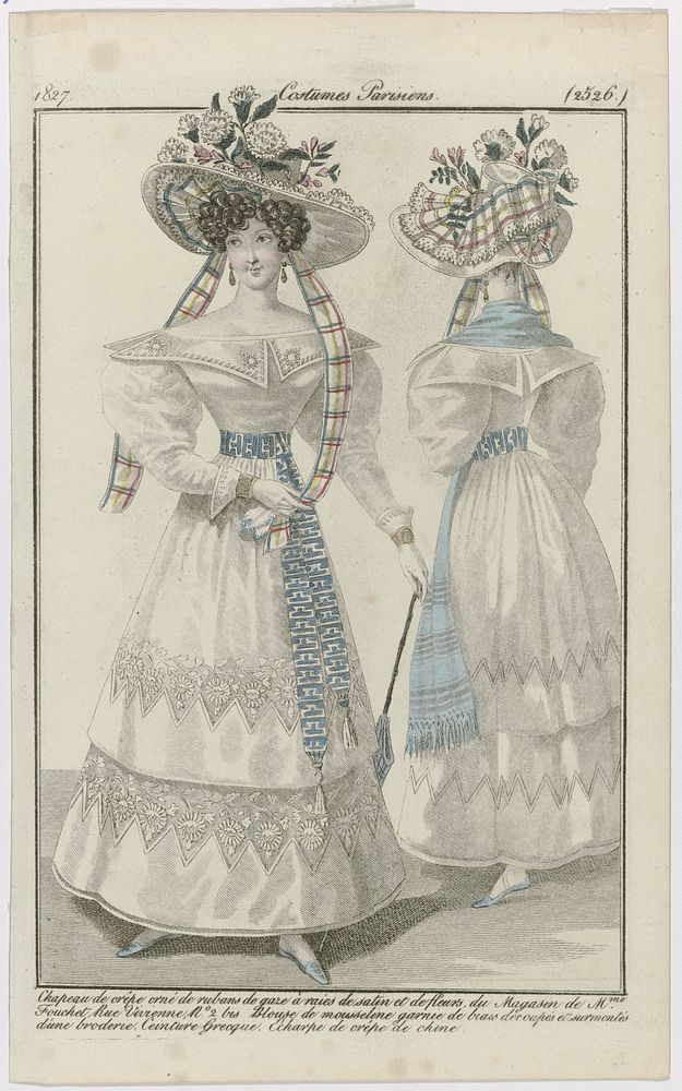 Journal des Dames et des Modes, Costumes Parisiens, 15 août 1827, (2526) : Chapeau de crêp (...) (1827) by anonymous and…
