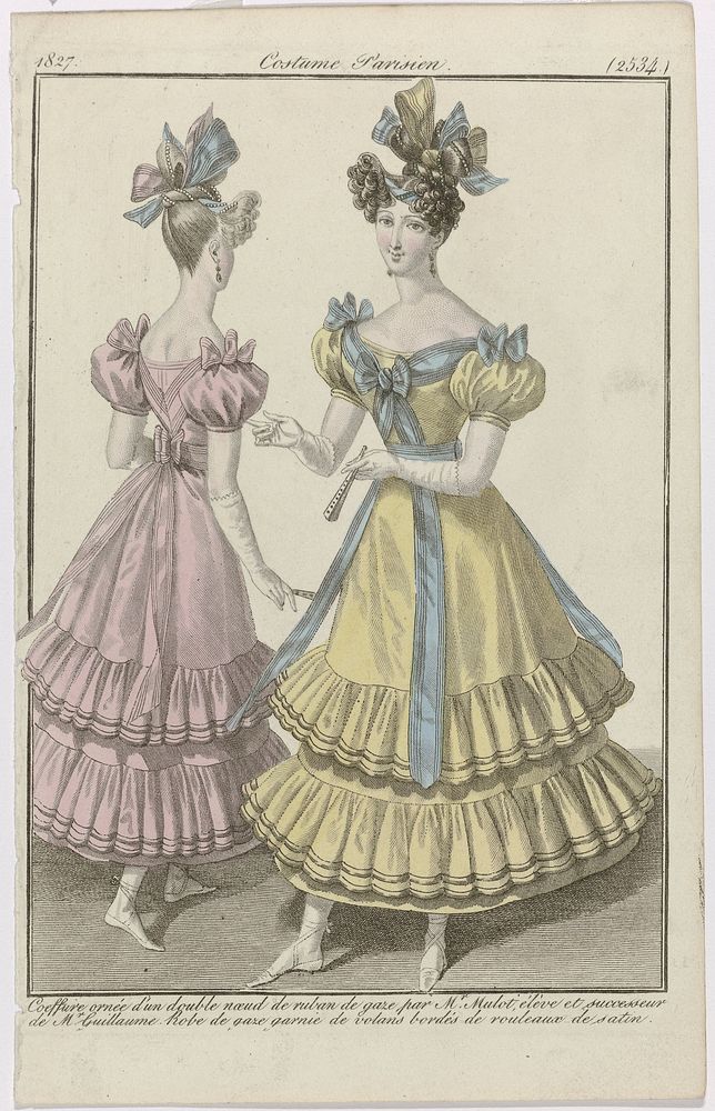 Journal des Dames et des Modes, Costume Parisien, 15 septembre 1827, (2534): Coeffure ornée d'un double noeud (...) (1827)…