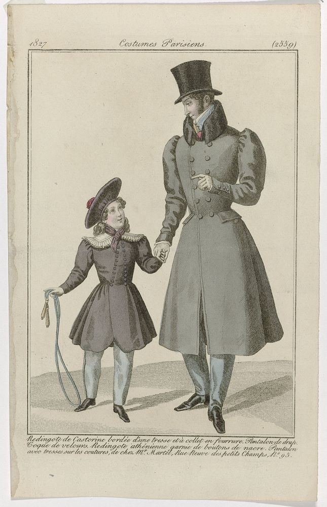 Journal des Dames et des Modes, Costumes Parisiens, 15 décembre 1827, (2559): Redingote de Castorin (...) (1827) by…