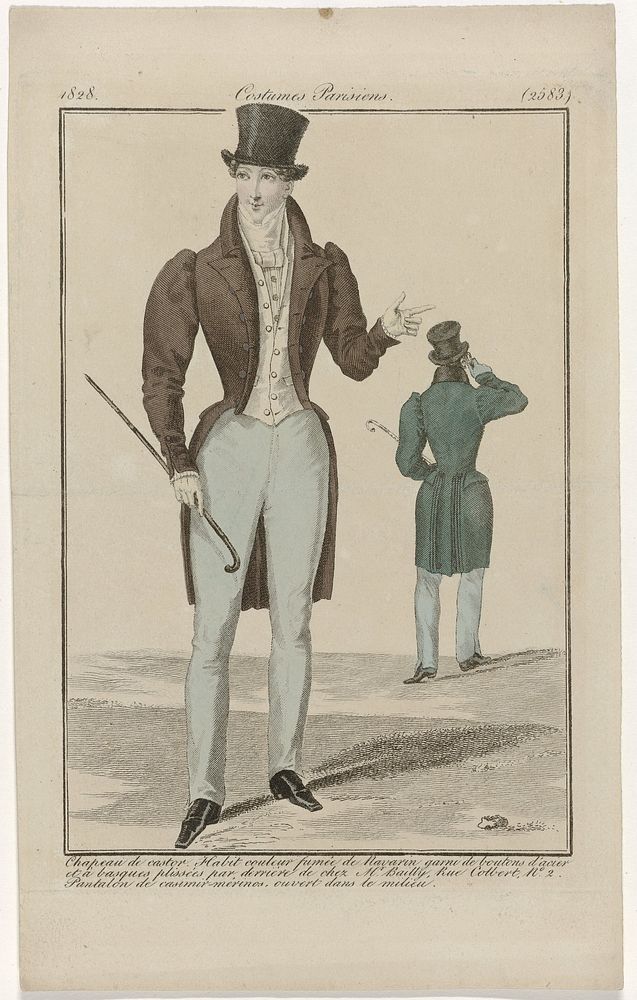 Journal des Dames et des Modes, Costumes Parisiens, 15 mars 1828, (2583): Chapeau de castor (...) (1828) by anonymous and…