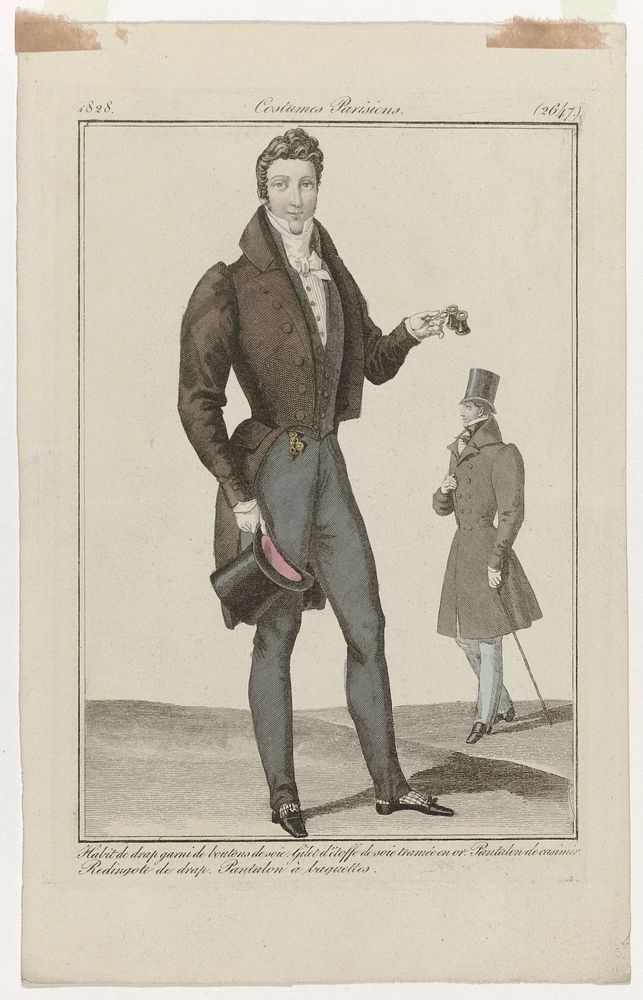 Journal des Dames et des Modes, Costumes Parisiens, 15 novembre 1828, (2647): Habit de drap (...) (1828) by anonymous and…