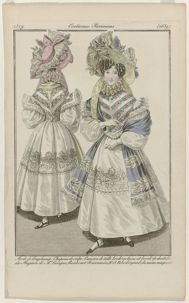 Journal des Dames et des Modes, Costumes Parisiens, 25 avril 1829, (2689): Mode de Longchamp (...) (1829) by anonymous and…