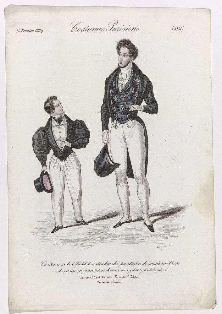 Journal des Dames et des Modes, Costumes Parisiens, 15 fevrier 1834, (3151): Costume de bal (...) (1832) by Louis Marie…