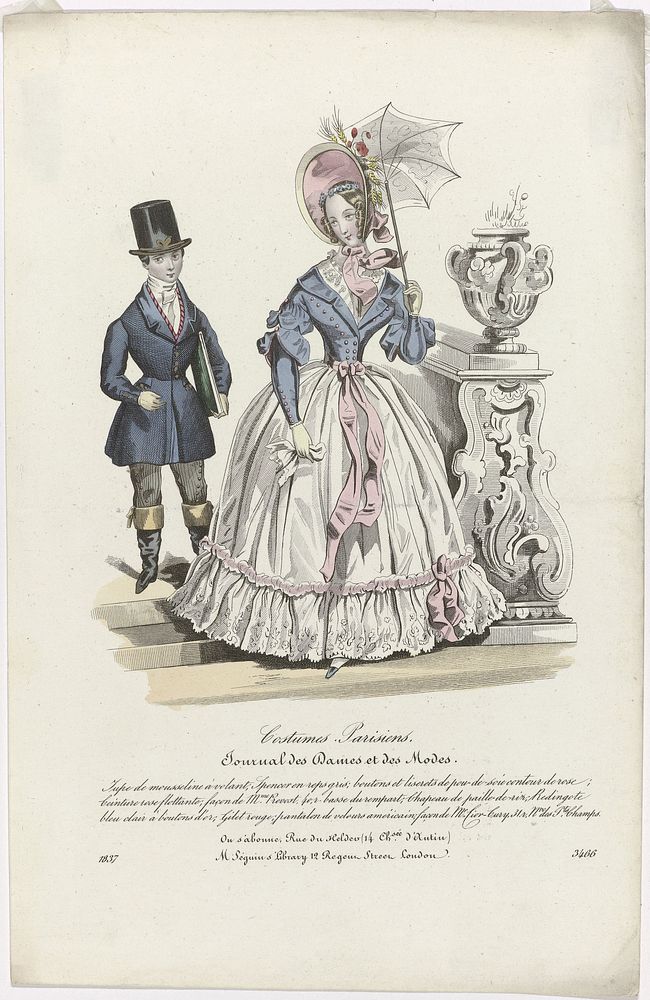 Journal des Dames et des Modes, Costumes Parisiens, 1837, (3466): Jupe de mousselin (...) (1837) by anonymous