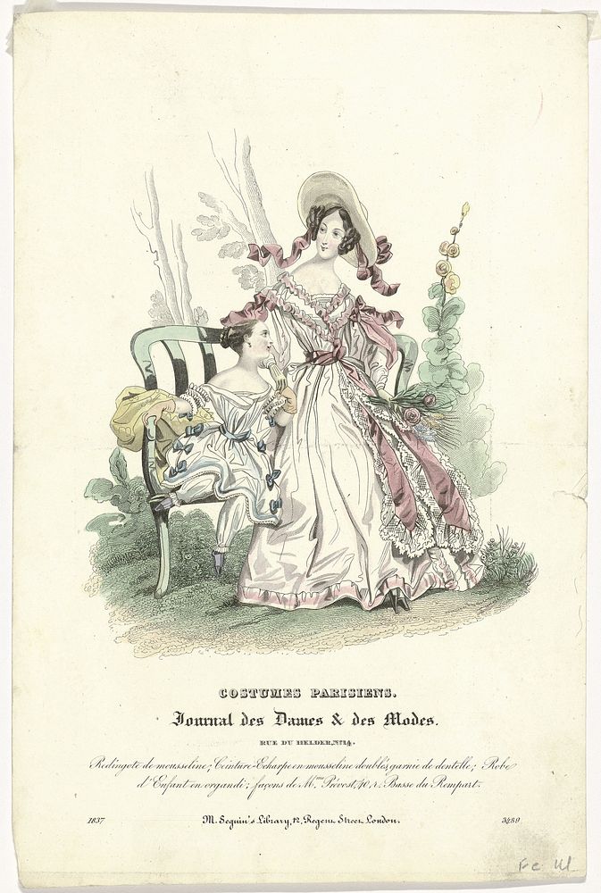 Journal des Dames et des Modes, Costumes Parisiens, 1837, (3489): Redingote de mousselin (...) (1837) by anonymous