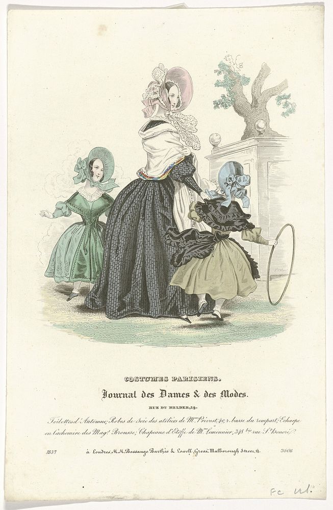 Journal des Dames et des Modes, Costumes Parisiens, 1837, (3506): Toilettes d'Automn (...) (1837) by anonymous