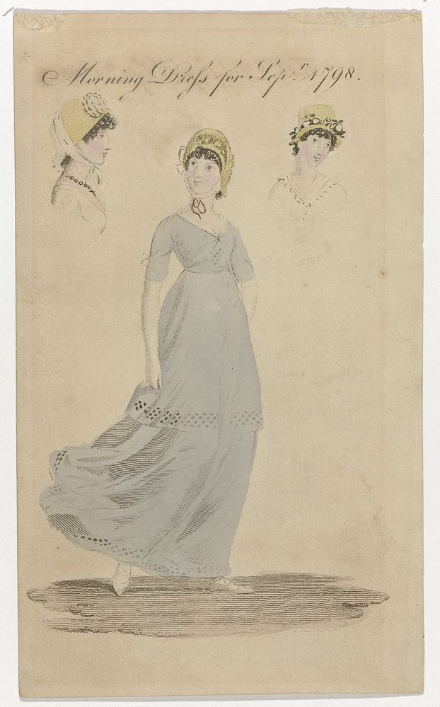 Ladies Monthly Museum, 1798 : Morning Dress for Sep.r 1798 (1798) by anonymous and Verner and Hood