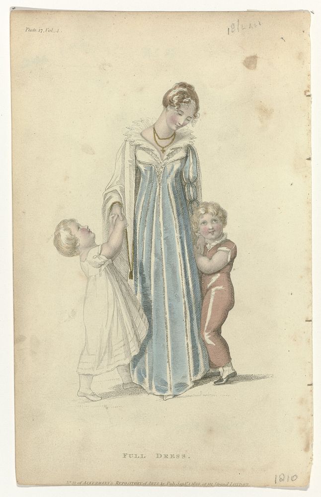 Ackermann's Repository of Arts, 1 september 1810, Plate 17, Vol. 4, No. 21: Full Dress. (1810) by anonymous and Rudolph…