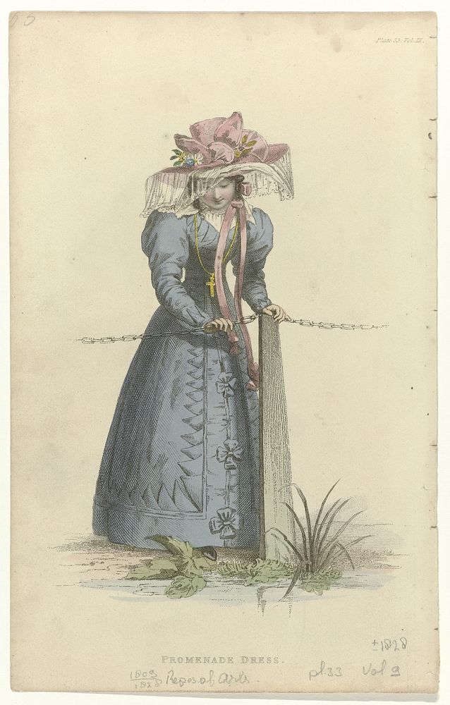 Ackermann's Repository of Arts, ca. 1828, Pl. 33, Vol. 9: Promenade Dress. (c. 1828) by anonymous and Rudolph Ackermann
