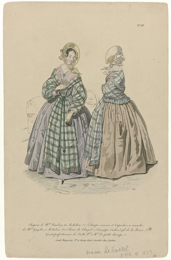 Court Magazine, 1839, No. 89 : Chapeau de Mme Baudry (...) (1839) by anonymous