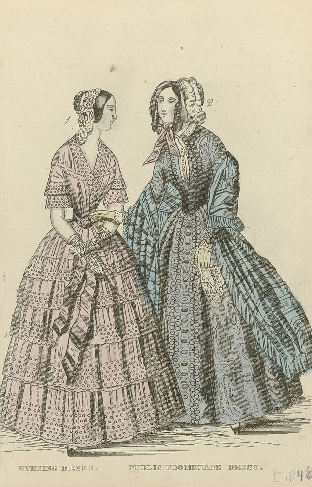 The Ladies' Cabinet of Fashions, ca. 1846 : Evening dress (...) (c. 1846) by anonymous and G Henderson