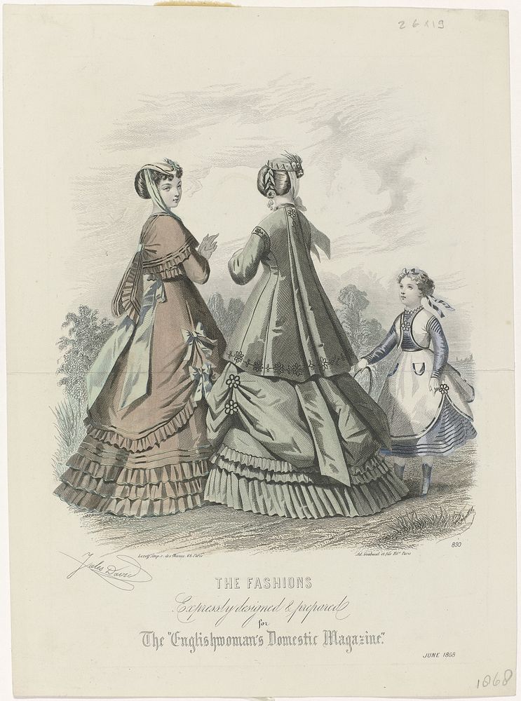 The Englishwoman's Domestic Magazine, June 1868, No. 890 : The Fashions (...) (1868) by Jean Baptiste Réville, Jules David…