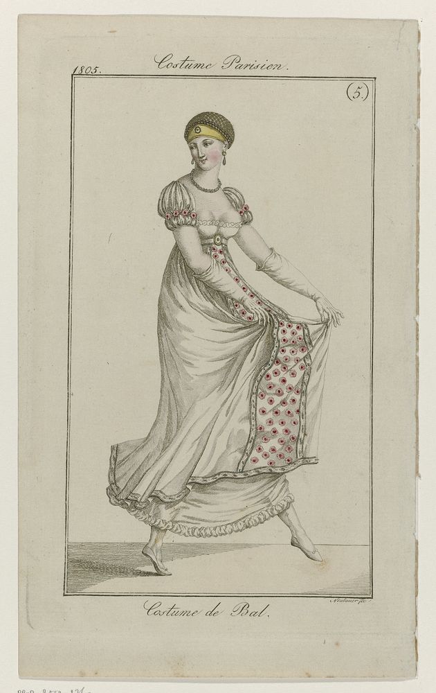 Journal des Dames et des Modes, editie Frankfurt 1805, Costume Parisien (5) : Costume de Bal (1805) by Friedrich Ludwig…
