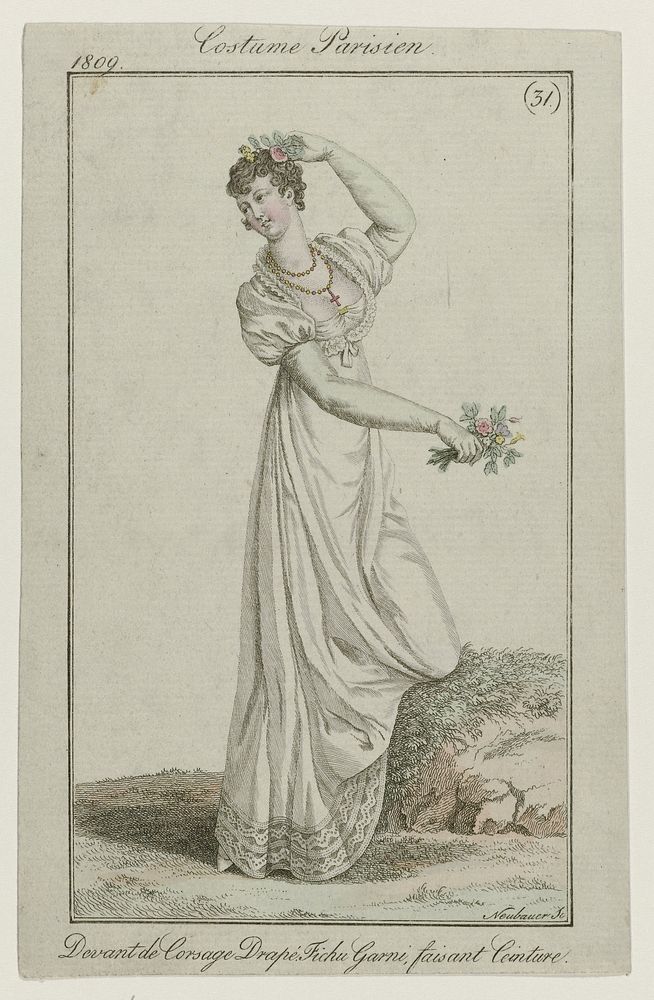 Journal des Dames et des Modes, editie Frankfurt 1809, Costume Parisien, (31) : Devant de Corsage Drapé (...) (1809) by…