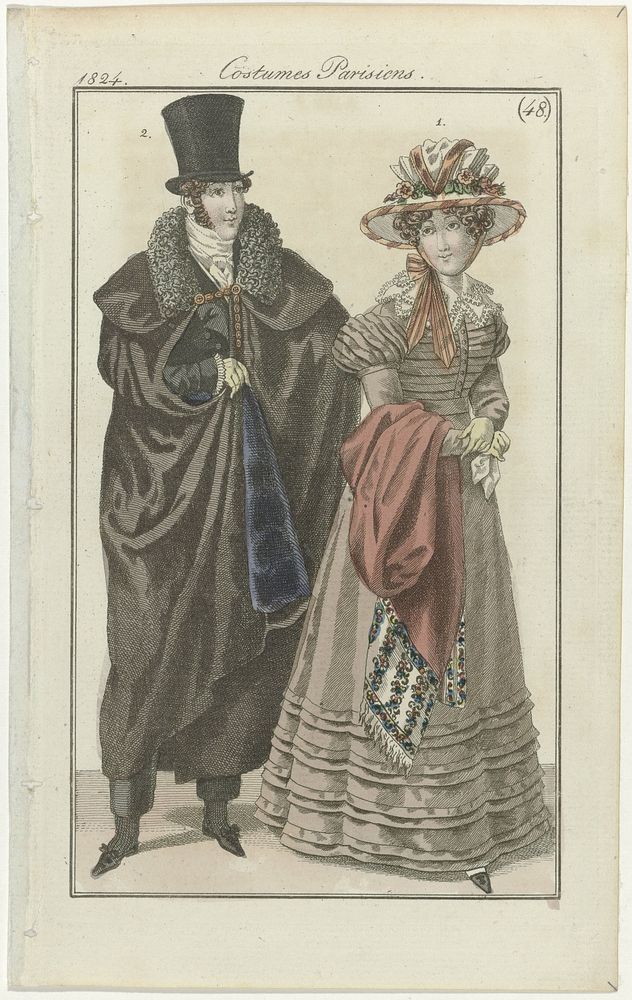 Journal des Dames et des Modes, editie Frankfurt 1824, Costumes Parisiens (48) (1824) by anonymous and J P Lemaire